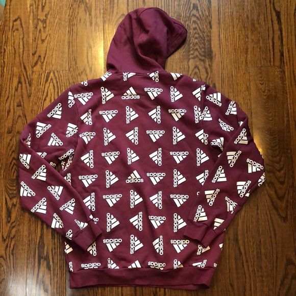 ADIDAS Pullover Hoodie with ADIDAS Logo Burgundy and White Sz Large NWOT - Picture 7 of 8